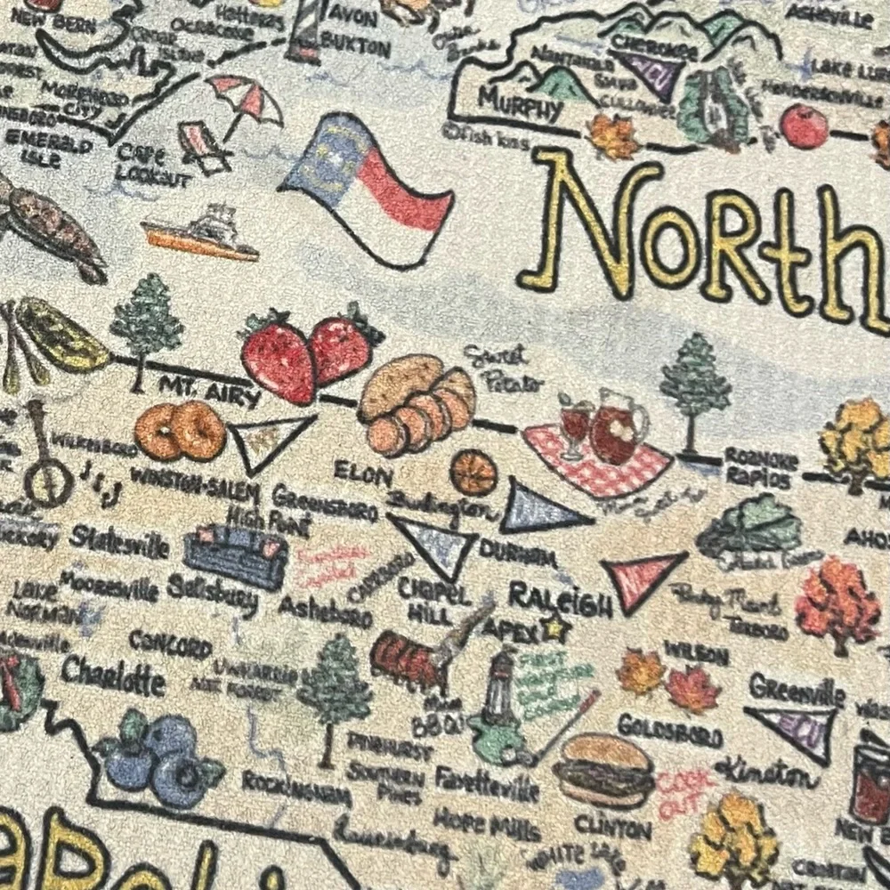 FISH KISS NORTH CAROLINA MAP REPEAT KITCHEN TOWEL